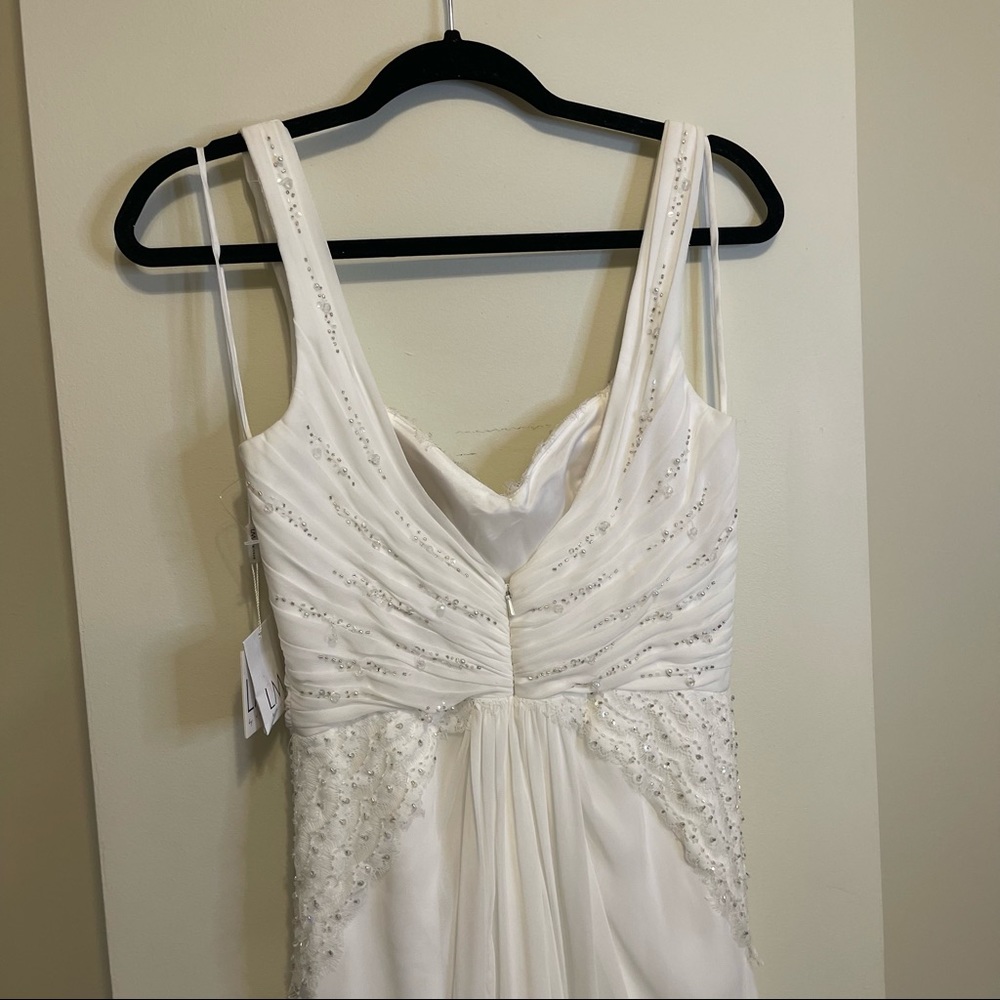 LM by Mignon HY1200 Long Embellished Wrap Dress Ivory Size 6 NEW WITH TAGS - Picture 6 of 11